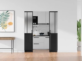 Porta scorrevole doppia atelier sistema a incasso Nero e vetro temp. smerigliato 2xH205xL63cm - ARTISTO II