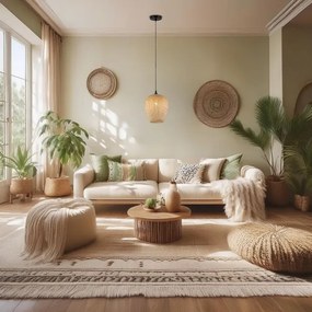 Lampadario a sospensione con filo ALMA 1xE27/60W/230V diametro 23 cm bambù