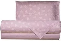 Completo letto 1 piazza e mezza cuori rosa