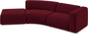 Chaise longue burgundy (con penisola a sinistra) con rivestimento in velluto Ekahi – Makamii