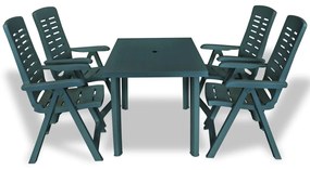 Set da Pranzo da Giardino 5 pz in Plastica Verde