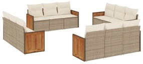 Set divani da giardino 12 pz con cuscini beige in polyrattan