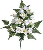 Set 2 Bouquet Artificiale Frontale Composto da 14 Rose Artificiali e Lilium Altezza 55 cm