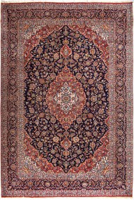 Kashan Tappeto 440x300 Blu (Iran) Annodato A Mano