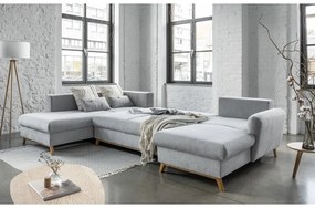 Divano letto a U grigio chiaro, angolo sinistro Scandic Lagom - Miuform