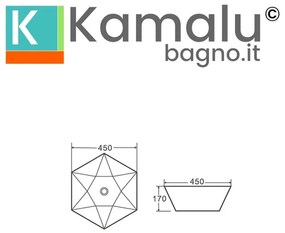 Kamalu - lavabo da appoggio 45cm forma esagonale bianca | litos-k45