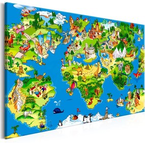 Quadro  Children's Map (1 Part) Wide  Colore Verde, Dimensioni e Misure 120x80