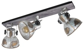 Spot Rustico Country Barnstaple Legno Marronemarrone Patinato 3 Luci E27 40W