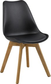 Sedia RINA Nera con cuscino / struttura rovere naturale