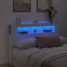 Testiera Led Bianca 160x18,5x103,5 Cm Legno Multistrato /