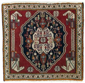 Shiraz Tappeto 60 x 60 Rosso (Iran) Annodato A Mano