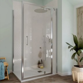 Box doccia con ingresso frontale battente Bilbao L 140 x H 190 cm, vetro 6 mm vetro senza finitura / trasparente profilo cromato