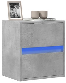 Mobile Tv A Parete Con Luci Led Grigio Cemento 41x31x45 Cm /