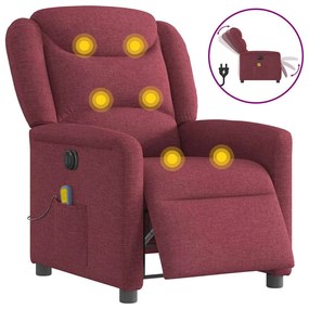 Poltrona Massaggiante Reclinabile Elettrica Rosso Vino Tessuto /