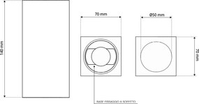 Plafoniera Quadrata 70x70mm h140mm GU10 in Gesso Pitturabile