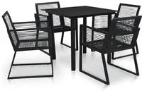 Set da Pranzo da Giardino 5 pz in Rattan PVC Nero cod mxl 43595