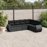 Set Divano da Giardino 6 pz con Cuscini Nero in Polyrattancod mxl 92167