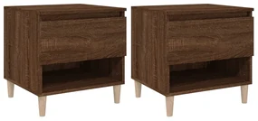 Comodini 2 pz rovere marrone 50x46x50 cm in legno multistrato