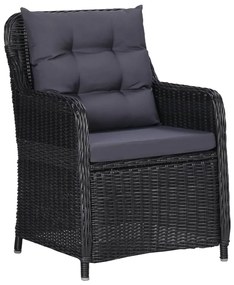 Set mobili da pranzo per giardino 9 pz nero