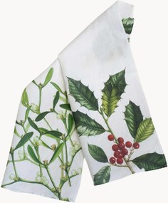 Set di 2 strofinacci in lino Holly & Mistletoe