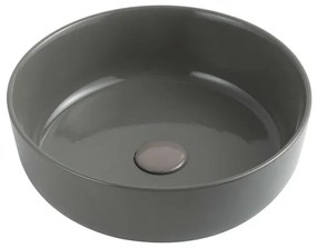 Lavabo da appoggio grigio cemento tondo 33 cm in ceramica Zelos