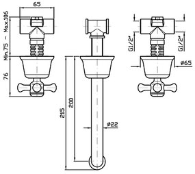 Zucchetti Delfi Z46699 Parte Esterna Batteria lavabo a tre fori con aeratore senza parte incasso cromo