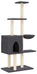 Albero per gatti con tiragraffi in sisal grigio scuro 145 cm