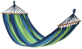 Trade Shop - Amaca 200 X 100 Cm Tessile Riga Blu/verde Multicolore Campeggio Giardino 65203a