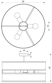 Surface-mounted lampadario GLUM 3xE27/60W/230V nero