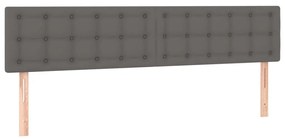 Testiera a led grigio 180x5x78/88 cm in similpelle