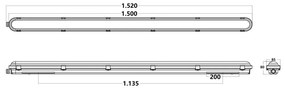 Plafoniera LED 150cm 55W IP66, CCT con Kit di Emergenza Integrato Colore Bianco Variabile CCT