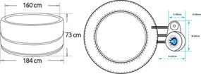 Vasca Idromassaggio da Esterno Semirigida Riscaldata 4+2 Posti con Mobili Ø184x73 cm NetSpa Vita Premium Marrone...