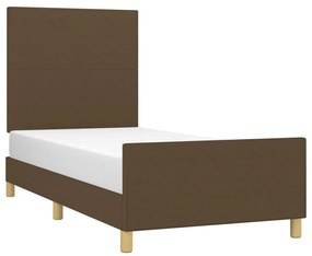 Giroletto con testiera marrone scuro 90x200 cm in tessuto