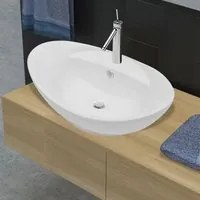 Lavabo Ceramica Lusso Ovale Foro di Scarico e Foro Rubinetto cod mxl 53535