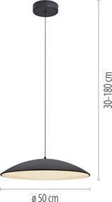 Schöner Wohnen 14607-18-LED dimmerabile lampadario a sospensione su cavo LENTE LED/23W/230V pr.50cm nero