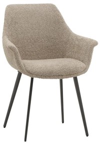 Set di sedie MIRASIERRA in tessuto beige effetto bouclé e gambe in metallo nero, con braccioli