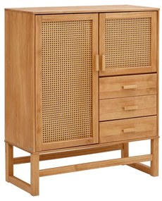Cassettiera in legno di pino con ante in rattan , larghezza 90 cm Jolene - Støraa