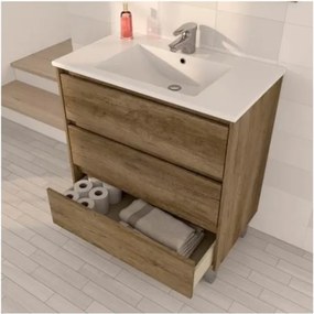 Mobile bagno 80 cm con lavabo e specchio rovere - Dakota 96249