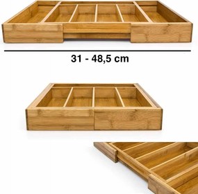 Portaposate Estensibile da Cassetto Cucina Porta Posate in Legno Bambù 37x31cm...