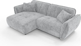 Divano angolare grigio chiaro (con penisola a sinistra/con chaise lounge) con rivestimento in ciniglia Nelia – Ropez