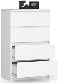 Cassettiera Moderna 60x40x100 Cm 4 Cassetti Bianco Opaco Artika