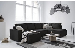 Divano letto angolare in velluto a coste color antracite Brave Dave - Miuform