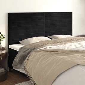 Testiera 4 Pz Nera 80x5x78/88 Cm İn Velluto /