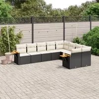 Set Divani da Giardino 9 pz con Cuscini Nero in Polyrattan 3227141