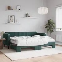 Divano Letto Estraibile Materassi Verde Scuro 90x200 Velluto 3197089