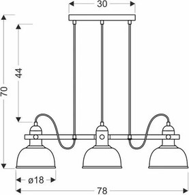 Lampadario a sospensione con filo RENO 3xE27/40W/230V nero/marrone