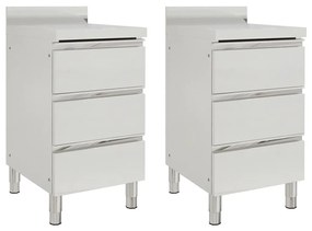 Mobiletti Da Cucina Commerciale A 3 Cassetti 2 Pz Acciaio Inox /
