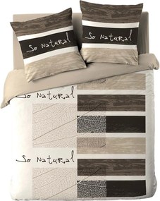 Set copripiumino e federa marrone in cotone per letto matrimoniale 200x200 cm So Natural – douceur d'intérieur