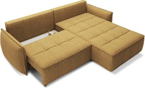 Divano angolare giallo allungabile/con contenitore (con penisola a destra/con chaise lounge) e rivestimento in velluto Campo – ELTAP