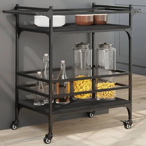 Carrello Da Cucina Nero 82x40x78,5 Cm İn Legno Multistrato /